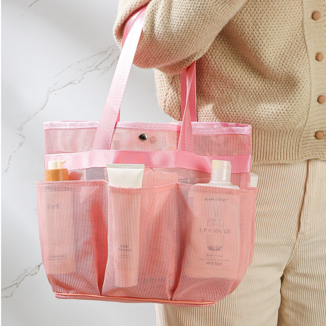 Mesh bath bag, mesh pocket tote swimming wash bag, men's bath towel bath bag, large storage bag