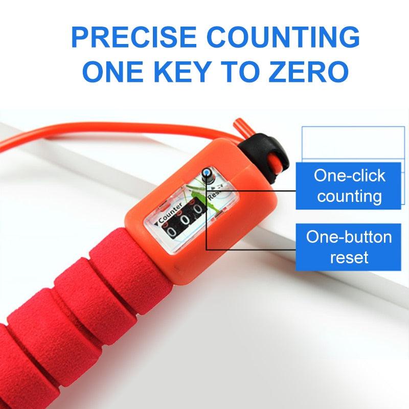 Counting Adult Fitness Fat Burning Bearing Weight Adjustable Steel Jump Rope With Counter For Aerobic Exercise Sports Fitness Cardio Workout Adjustable Cable Soft Sponge Handle For Kids Womens