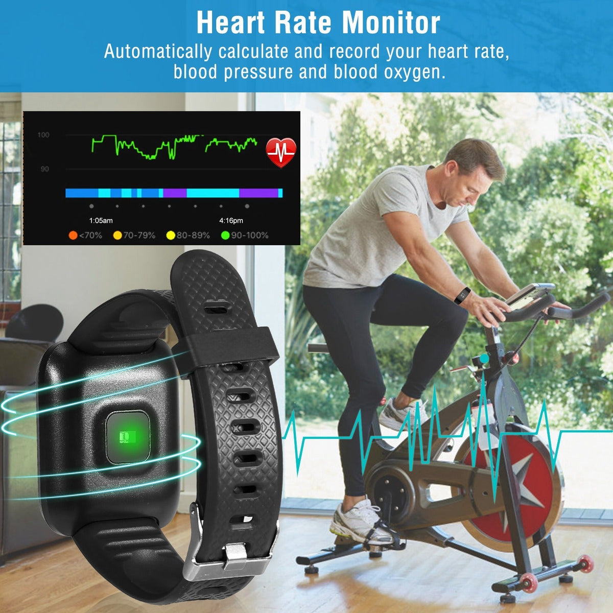 1.3\'\' Fitness Tracker IP67 Waterproof Activity Tracker Smart Bracelet w/Heart Rate Sleep Monitor Pedometer