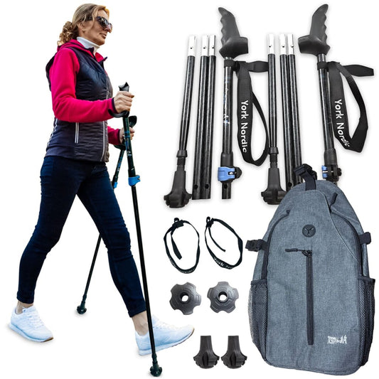 Motivator Swift Connect Travel Poles for Balance and Rehab - Patented Stability Grips - Lightweight, Adjustable and Collapsible includes Detachable Feet and Travel Bag