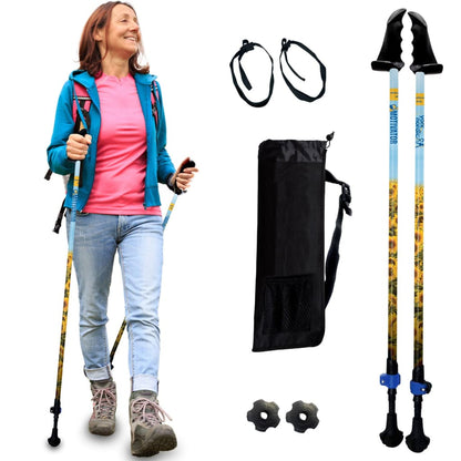 Motivator Walking Poles for Balance and Rehab - Patented Stability Grips - Lightweight, Adjustable, and Collapsible -2 Pieces Adjustable w/flip Locks, Detachable feet and Travel Bag - For Heights up to 6'2"
