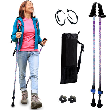 Motivator Walking Poles for Balance and Rehab - Patented Stability Grips - Lightweight, Adjustable, and Collapsible -2 Pieces Adjustable w/flip Locks, Detachable feet and Travel Bag - For Heights up to 6'2"