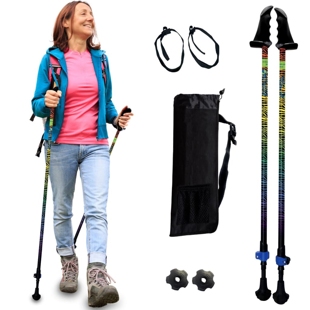 Motivator Walking Poles for Balance and Rehab - Patented Stability Grips - Lightweight, Adjustable, and Collapsible -2 Pieces Adjustable w/flip Locks, Detachable feet and Travel Bag - For Heights up to 6'2"