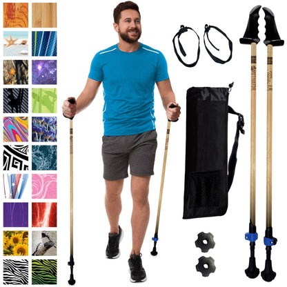 Motivator Walking Poles for Balance and Rehab - Patented Stability Grips - Lightweight, Adjustable, and Collapsible -2 Pieces Adjustable w/flip Locks, Detachable feet and Travel Bag - For Heights up to 6'2"